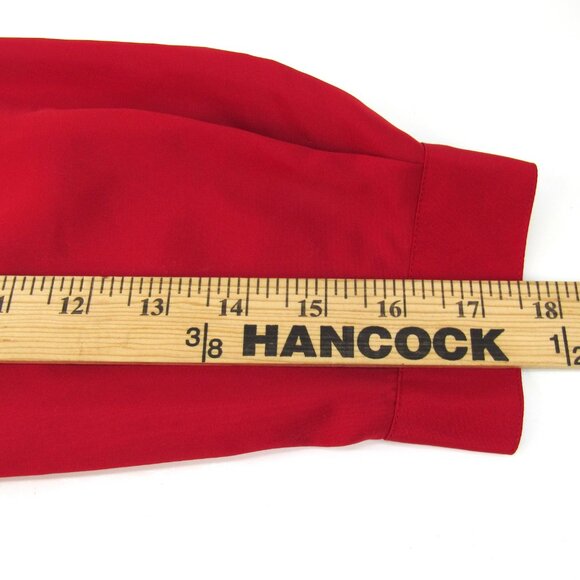 Laura Scott Women's Red Embroidered Hidden Buttons Long Sleeve Blouse Size 16 - Picture 7 of 10